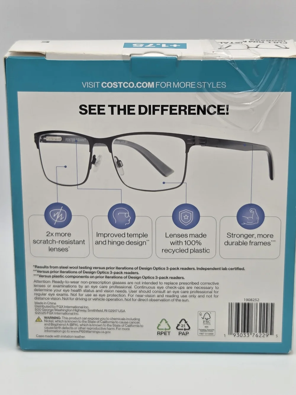 Foster Grant Reading Glasses 3 Pack +1.75